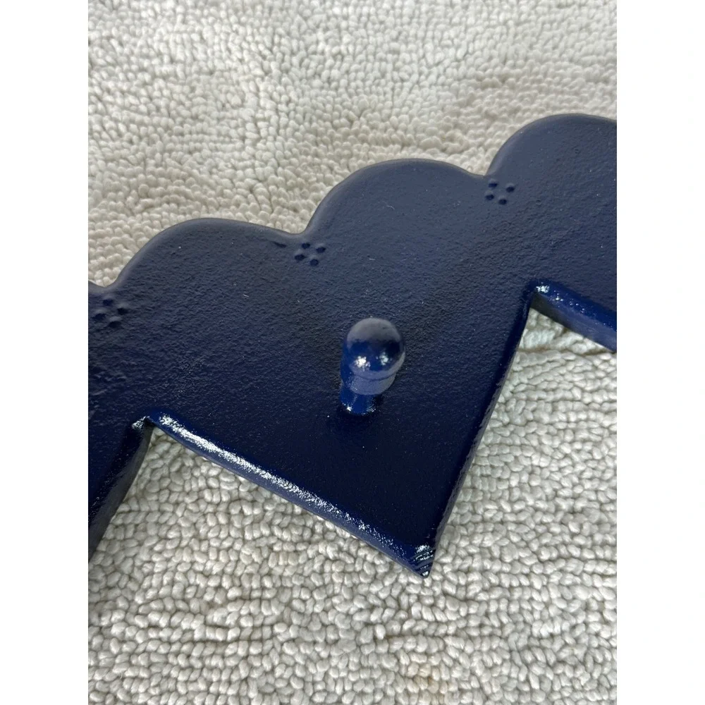 Vintage‎ Navy Blue Wooden Heart Wall Rack 4 Hook Country Home Decor